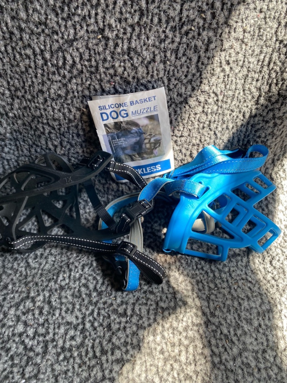 Silicone Basket Dog Muzzle - Blue and Black